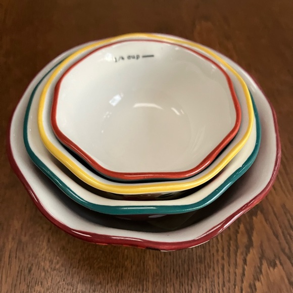 Pioneer Woman Measuring cups-nesting stackable ceramic. 1C,1/2C,1/3C,1/4C. Sweet - Picture 3 of 5